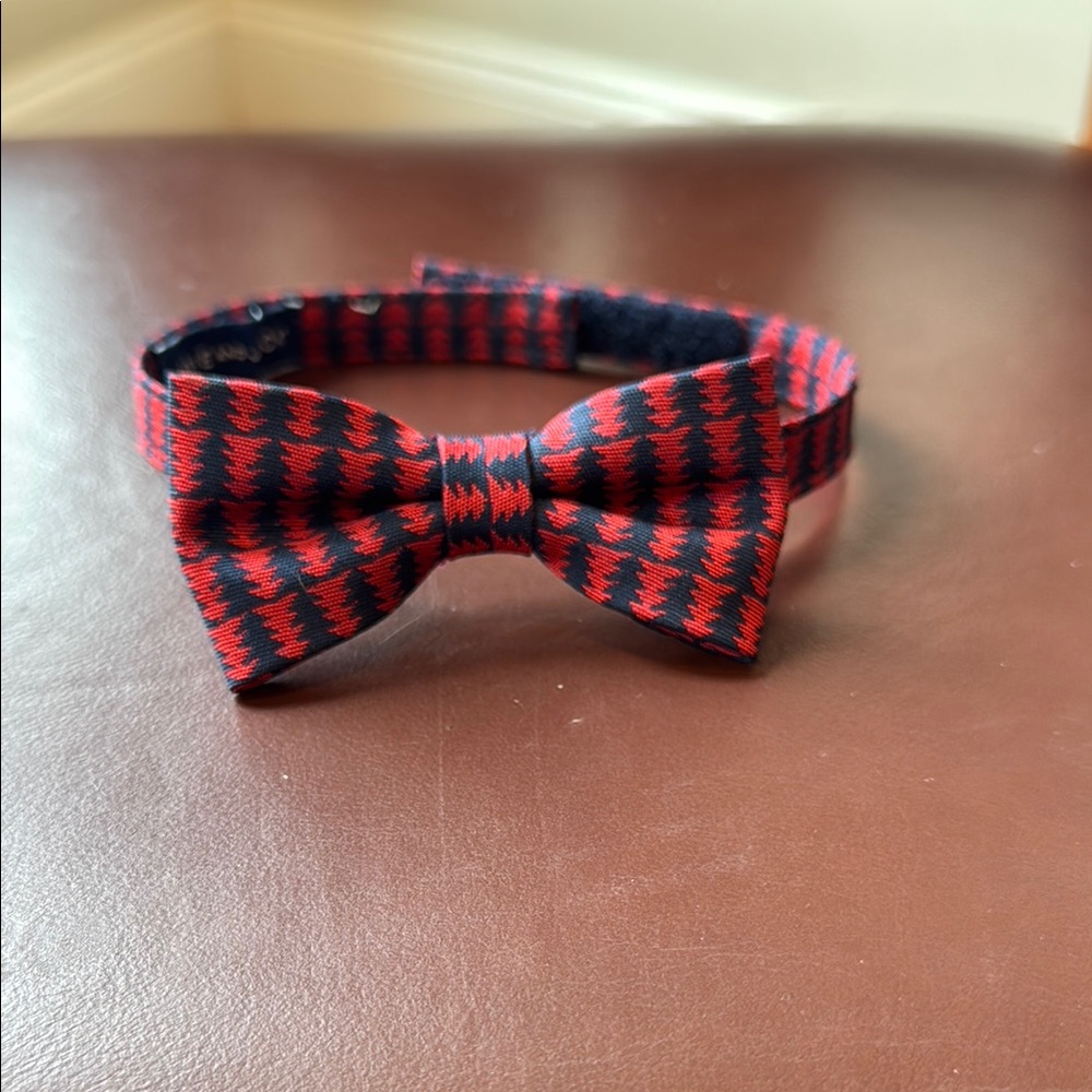 Janie & Jack Red and Navy Christmas Tree Bow Tie with Velcro closure